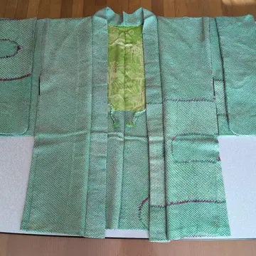 그린 컬러 총조리 겉옷 꽃무늬 안감