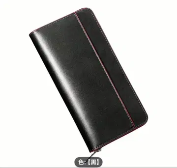 [ 새상품 ] 도치기 가죽 라운드 지퍼 장지갑 블랙