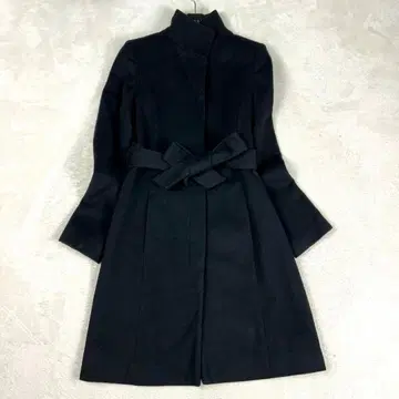 ANAYI 캐시미어 혼방 스탠드 카라 롱 코트 벨트 블랙 S