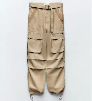 ZARA 자라 스트랩 카고 팬츠 베이지