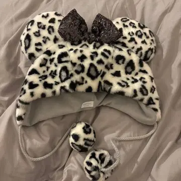24h 이내 발송 디즈니 팬캡 레오파드 무늬 미니 그레이