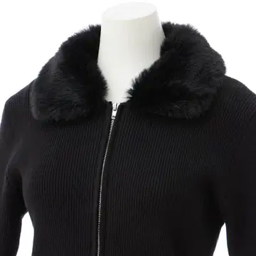 INGNI 퍼 옷깃 지퍼 니트 가디건 블랙