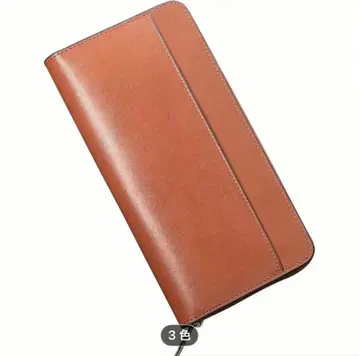 [ 새상품 ] 도치기 가죽 라운드 지퍼 장지갑 브라운