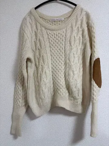 ULLAJOHNSON 케이블 니트 스웨터 팔꿈치 패치 포함