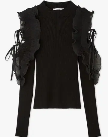 snidel 플리츠 프릴 도킹 니트 풀오버