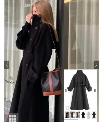 GRL 옷깃 3Way 벨트 포함 페이크 울 트렌치코트