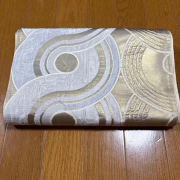 후쿠로 오비 화이트 골드 파도 무늬