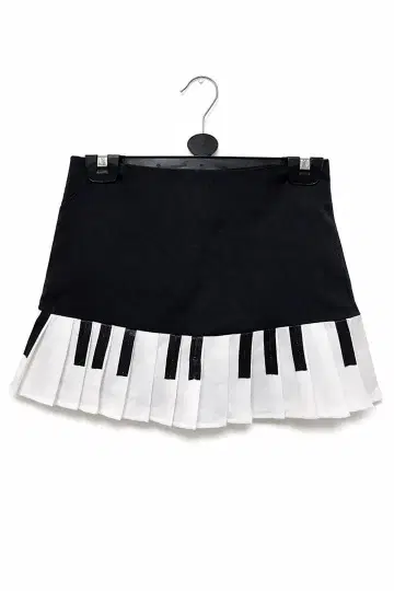 피아노 건반 패턴 플리츠 미니 스커트 이너 팬츠 포함 지뢰계 양산형