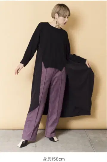 [ 거의 새상품 ] OSMOSIS 퍼플 스웨이드풍 와이드 팬츠