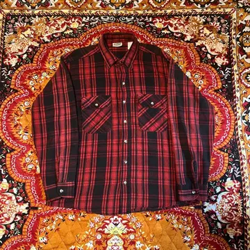 파이브 브라더 레드 블랙 체크 플란넬 셔츠
