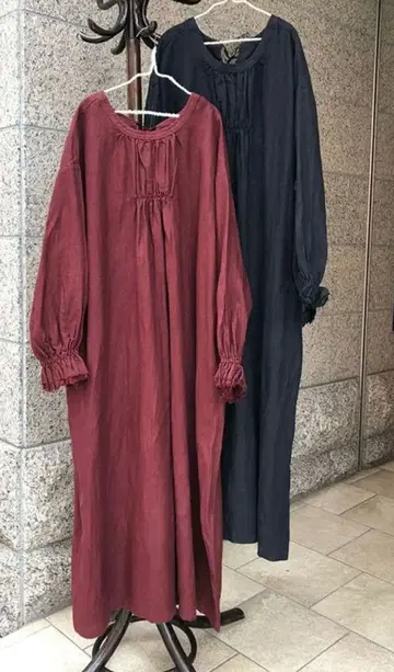 네스트로브 벌룬 슬리브 2way 원피스 와인