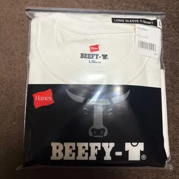미사용 새상품 Hanes BEEFY 긴팔 T셔츠 L 화이트 롱T