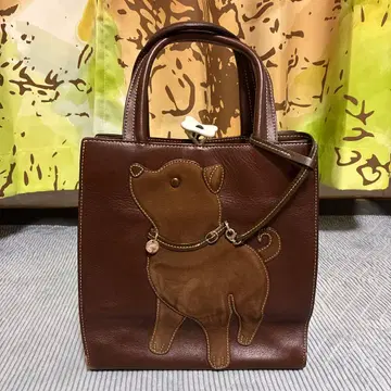 [레어] 키타무라 시바견 모티브 소가죽 핸드백, 브라운