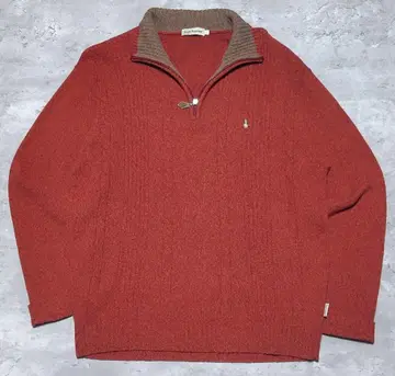 [ SALE ] 하프 지퍼 니트 아메카지 레트로 컬러 원 포인트