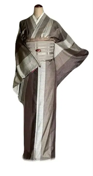 코몬 기모노 모던 시크한 그레이 계열 스트라이프 No1056