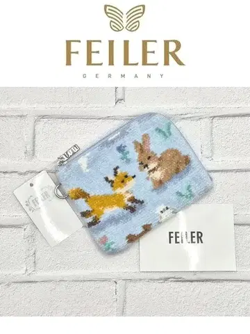 FEILER 윈터 애니멀즈 L자 미니 파우치 페일 블루