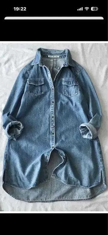 유나이티드 애로우즈 [세탁 가능] 빈티지 워시 가공 데님 셔츠