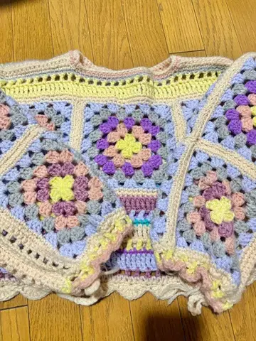 구제 의류 모티브편 크로셰편 숏 기장 니트 파스텔 컬러