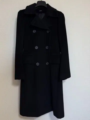 JOSEPH 블랙 더블 브레스트 롱 코트