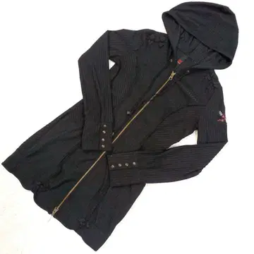 OZZ ONESTE 차이나풍 꽃 자수 블랙 후드 부착 후드티