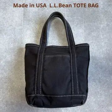 USA제 엘엘빈 토트백 스몰 화이트 스티치 빈티지 탄 블랙