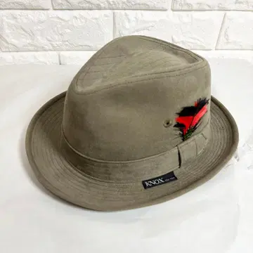 KNOX NEW YORK 펠트 햇 깃털 장식 올리브 S