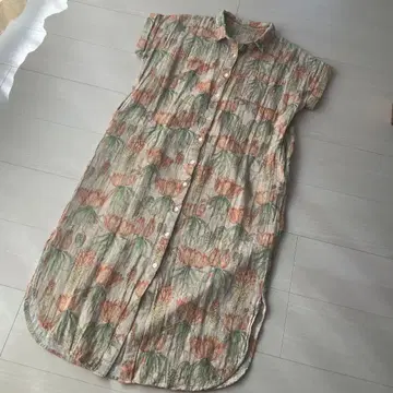 인도 면 mulumulu antiqua 꽃무늬 셔츠 원피스 베이지