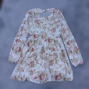 LIZ LISA 꽃무늬 미니 원피스 긴팔 프릴 가슴 레이스