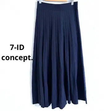 7-ID concept. 니트 플리츠 스커트 네이비 롱 L
