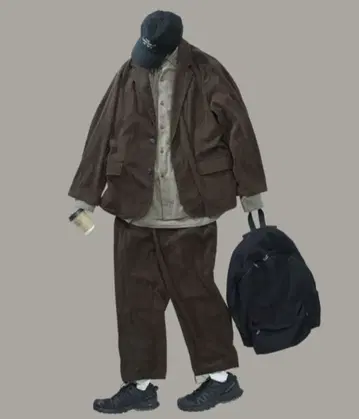 [ 미사용품 ] 릴랙스핏 코듀로이 셋업 브라운 L