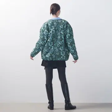 꽃 프린트 보아 리버서블 블루종 블루