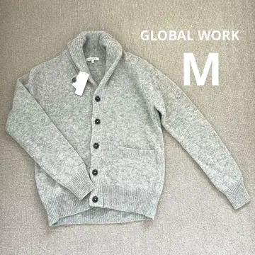 택 포함 새상품 글로벌 워크 남성용 가디건 M 그레이