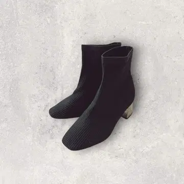 스트레치 숏부츠 삭스부츠 리브 니트 스퀘어토 블랙