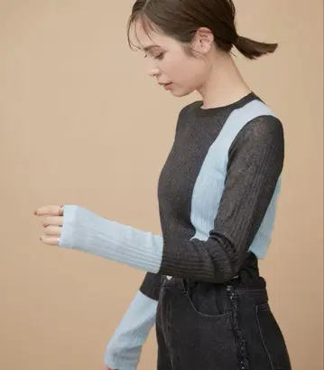 LECERCLEparrope (르셀클파로페) 아지메 바이컬러 시어 니트