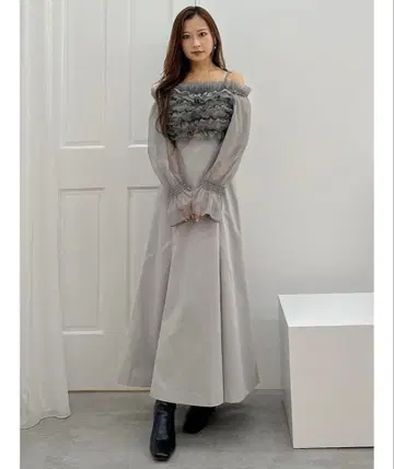 MERCURYDUO 시어 MIX 프릴 머메이드 원피스