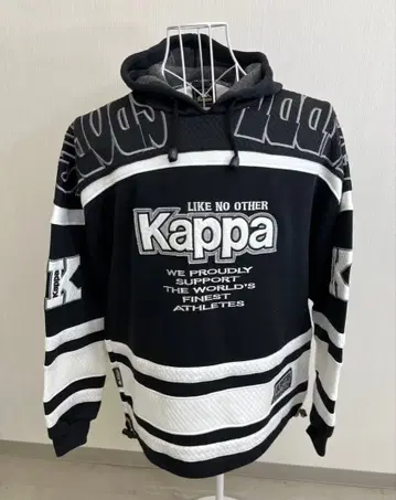 Kappa 그래픽 후드티 블랙/화이트