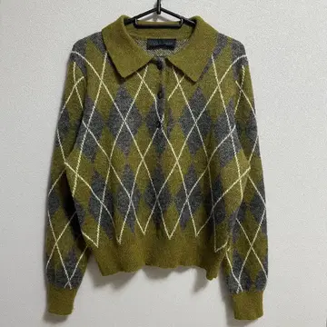 ZARA 자라 다이아몬드 패턴 니트 스웨터 폴로 아가일