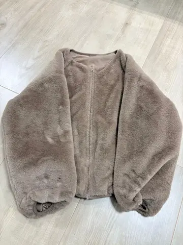 택없는 새상품 플리스 키즈 아우터 점퍼 M 여성용 브라운 보아