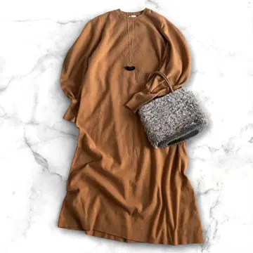 [쉽스에니] 볼륨 퍼프 슬리브 니트 원피스 (손세탁 가능) 프리