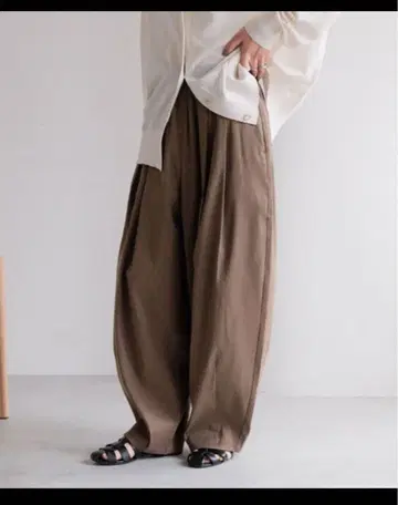 브라운 린넨 이지 코쿤 팬츠 LARGE