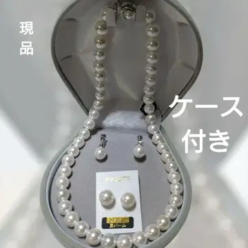 10mm 4개 세트 조개 진주 화이트 귀걸이 귀찌 목걸이 45cm