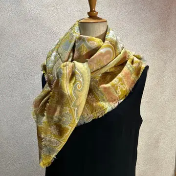 탑카피, 페이즐리 무늬 정사각형 대형 스톨, 실크 울, 새상품급.