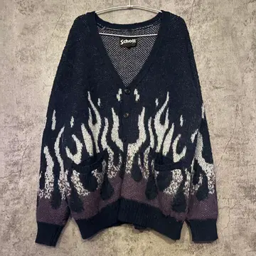 Schott 프레임 패턴 니트 가디건 L