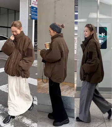 PON 기획 충전솜 스탠드 카라 자켓 브라운 차오패닉 티피