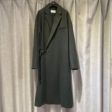 THE RERACS 벨트 체스터 코트 다크 그린