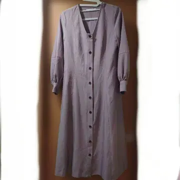 KBF 퍼플 긴팔 롱 원피스