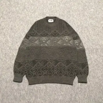 울 스웨터 니트 그레이 올 패턴 남성용 이탈리아제