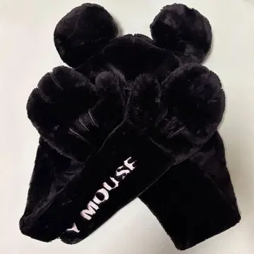 디즈니 미키 후드 부착 머플러 장갑