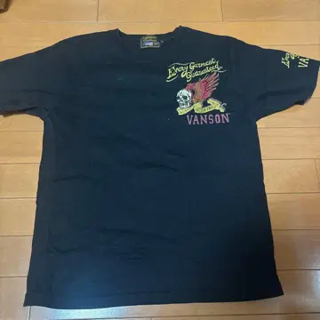 VANSON 스컬 자수 T셔츠 M 블랙