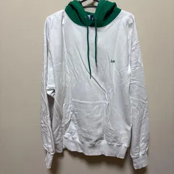리 후드 부착 후드티 L 사이즈 화이트/그린